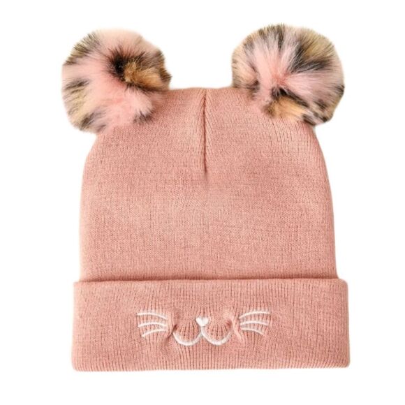 Cat Face Pompom Beanie Hat - Picture 1 of 4